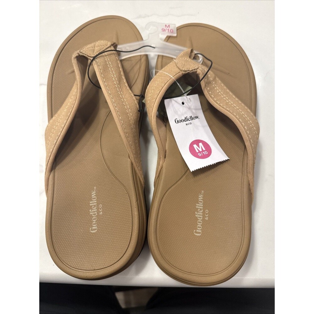 Goodfellow & Co Mens Ian Comfort Flip Flop Thong Sandals Tan Brown M (9-10)